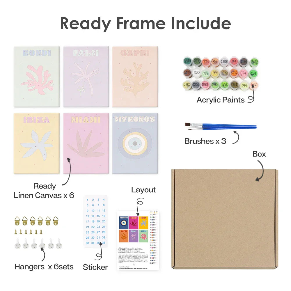 Mini Paint by Numbers 6 Pieces - Global Destinations Free Shipping - Paintarthub