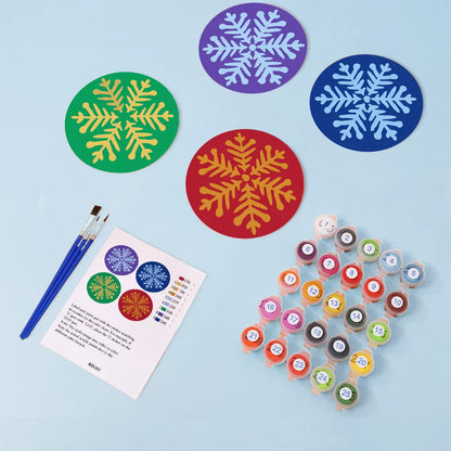 Paint by Numbers Coasters 4 Pieces - Colorful Snowflake Free Shipping - Paintarthub