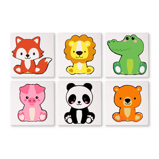 Mini Paint by Numbers 6 Pieces - Iconic Animals Free Shipping - Paintarthub