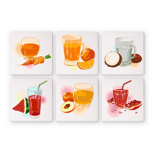 Mini Paint by Numbers 6 Pieces - Fruit Tea & Juice Free Shipping - Paintarthub