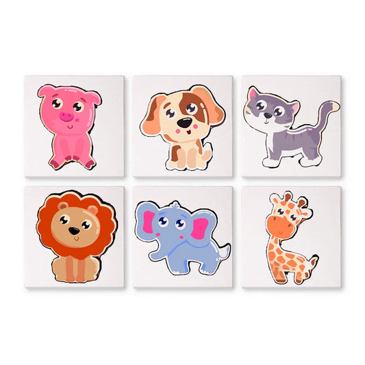 Mini Paint by Numbers 6 Pieces - Cute Animal Friends Free Shipping - Paintarthub