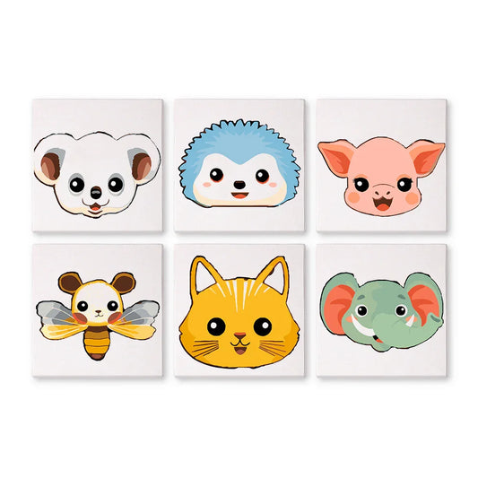 Mini Paint by Numbers 6 Pieces - Adorable Wildlife Free Shipping - Paintarthub