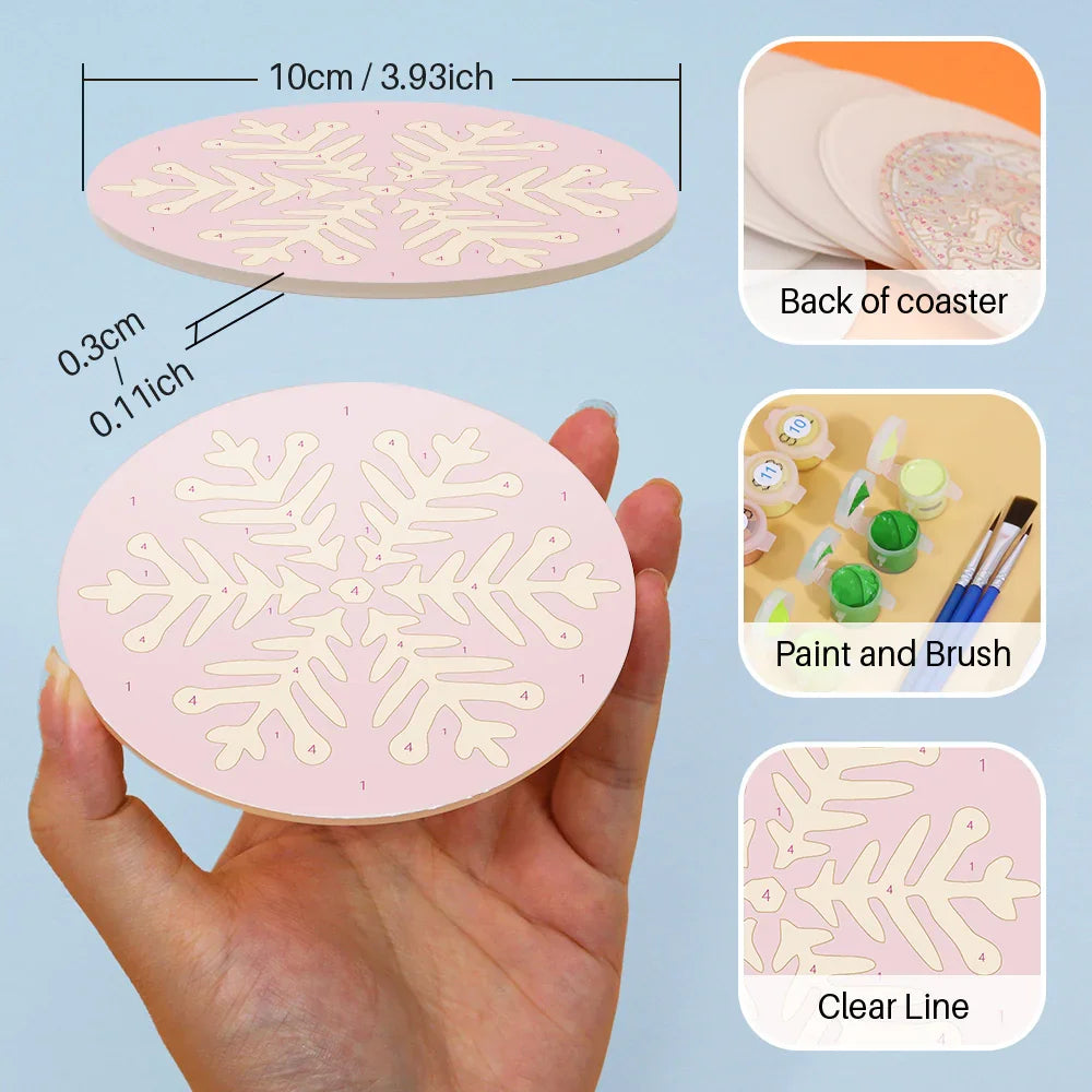 Paint by Numbers Coasters 4 Pieces - Colorful Snowflake Free Shipping - Paintarthub