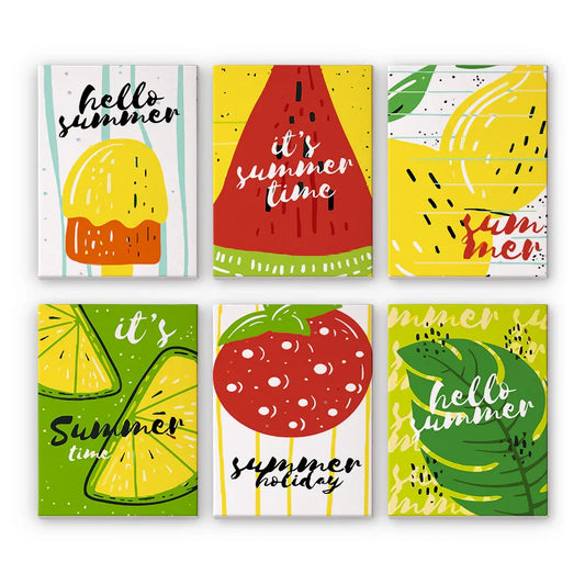 Mini Paint by Numbers 6 Pieces - Summer Fruits Free Shipping - Paintarthub