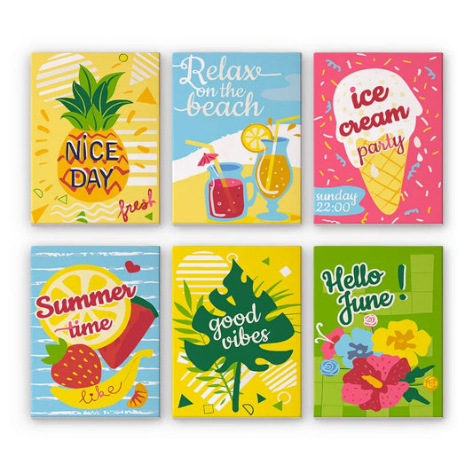 Mini Paint by Numbers 6 Pieces - Summer Fun Free Shipping - Paintarthub