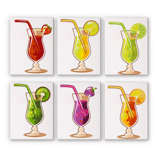 Mini Paint by Numbers 6 Pieces - Elegant Cocktail Free Shipping - Paintarthub
