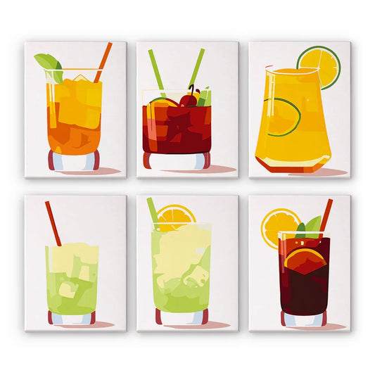 Mini Paint by Numbers 6 Pieces - Vibrant Drinks Free Shipping - Paintarthub