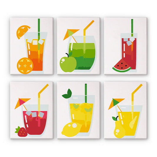 Mini Paint by Numbers 6 Pieces - Fresh Juice Free Shipping - Paintarthub