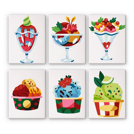 Mini Paint by Numbers 6 Pieces - Ice Cream Delights Free Shipping - Paintarthub