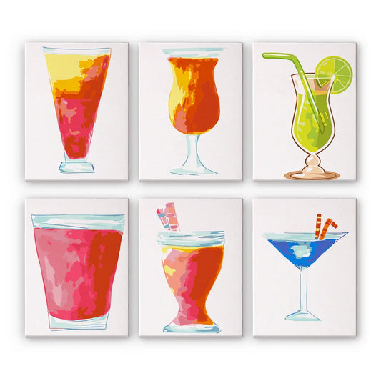 Mini Paint by Numbers 6 Pieces - Vibrant Martini Free Shipping - Paintarthub