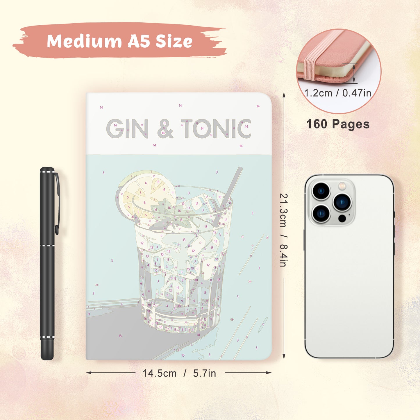 Cocktail Paint by Numbers Notebook - Gin & Tonic Free Shipping - Paintarthub