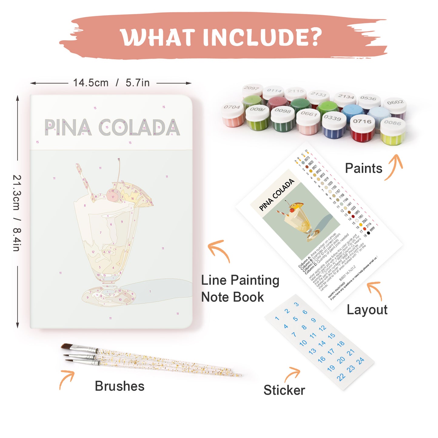 Cocktail Paint by Numbers Notebook - Pina Colada Free Shipping - Paintarthub