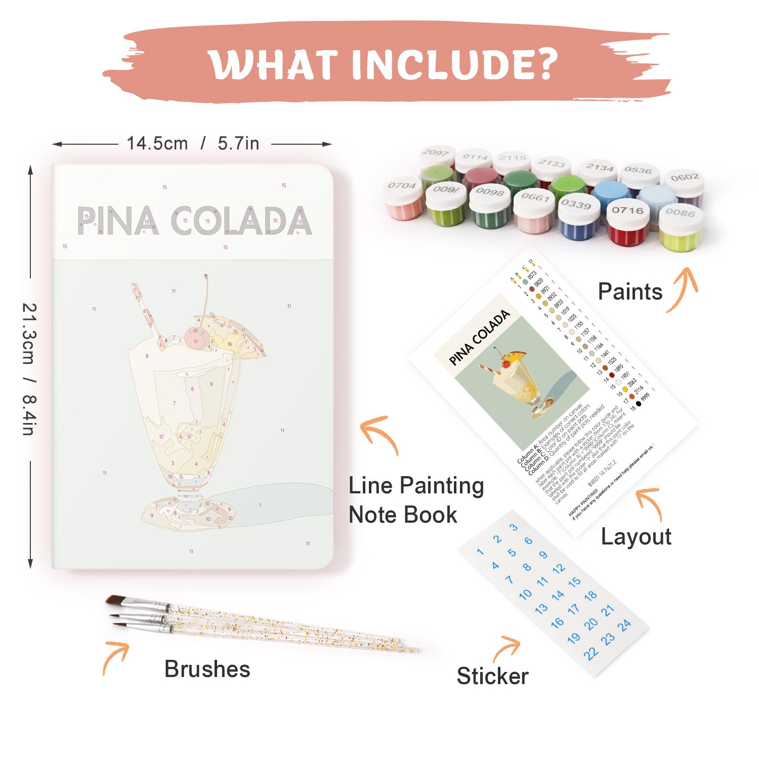 Cocktail Paint by Numbers Notebook - Pina Colada Free Shipping - Paintarthub