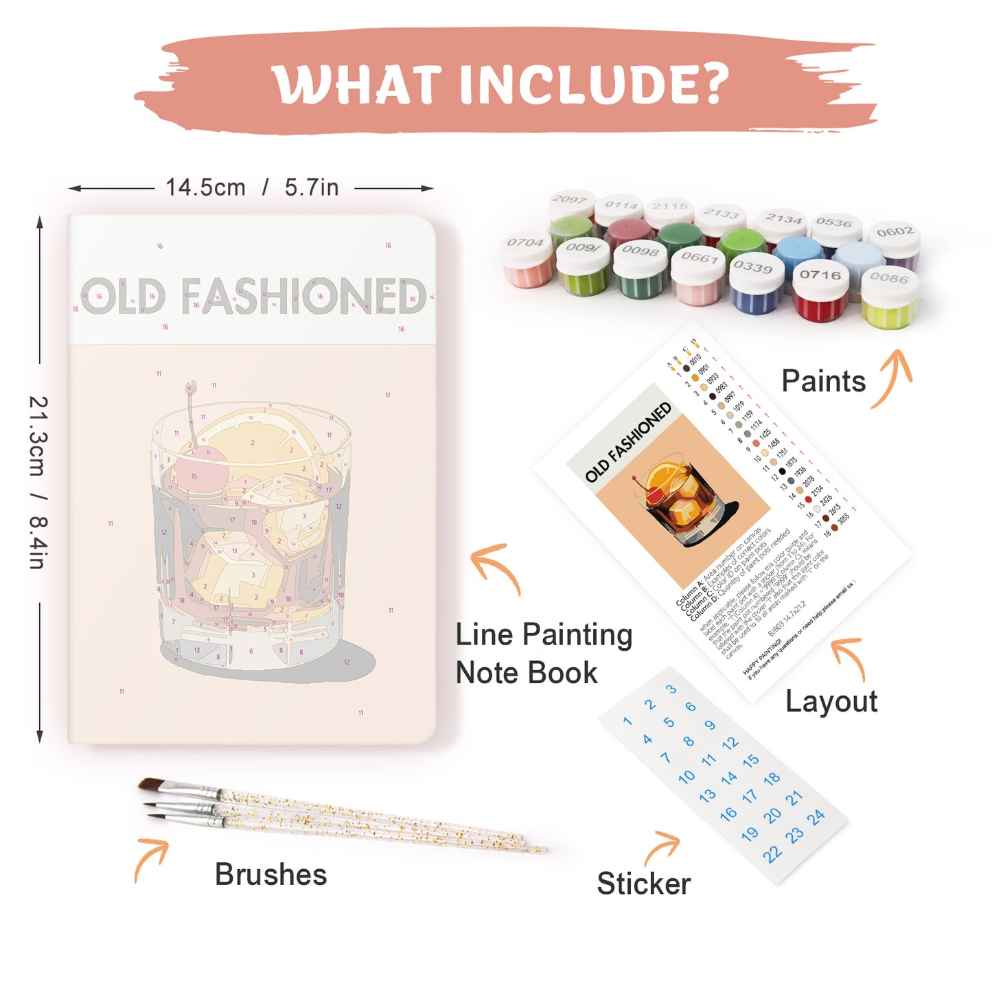 Cocktail Paint by Numbers Notebook - Old Fashioned Free Shipping - Paintarthub