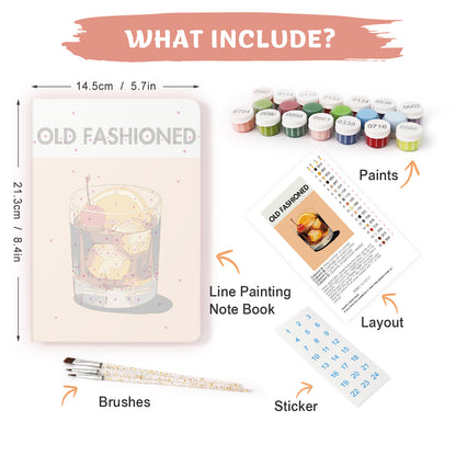 Cocktail Paint by Numbers Notebook - Old Fashioned Free Shipping - Paintarthub