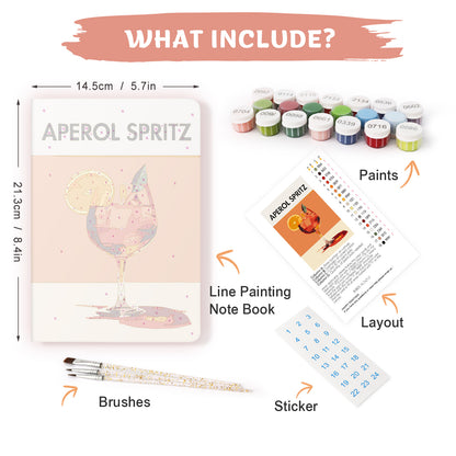 Cocktail Paint by Numbers Notebook - Aperol Spritz Free Shipping - Paintarthub