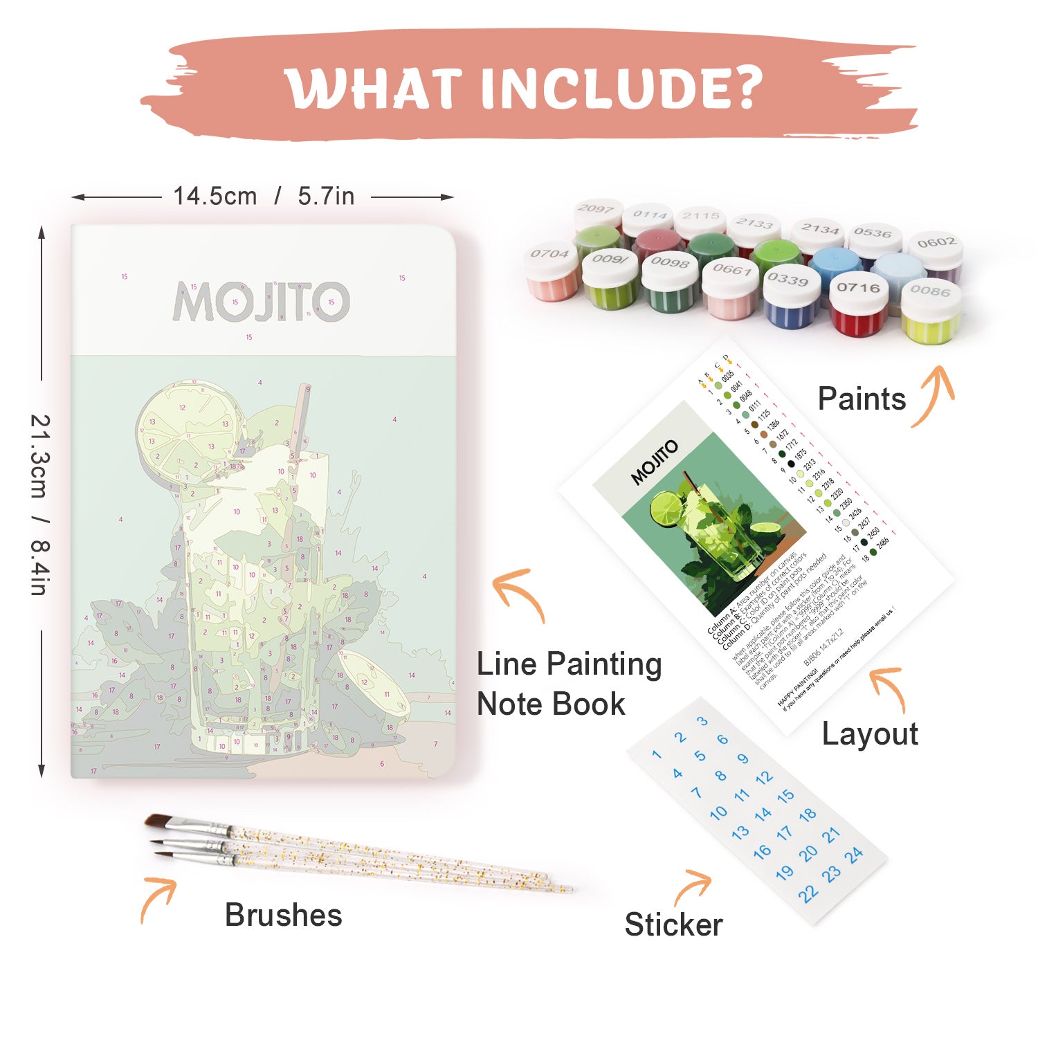 Cocktail Paint by Numbers Notebook - Mojito Free Shipping - Paintarthub