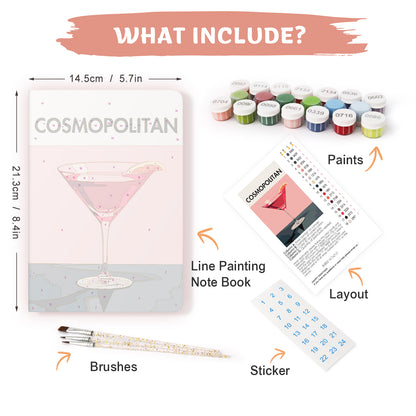 Cocktail Paint by Numbers Notebook - Cosmopolitan Free Shipping - Paintarthub