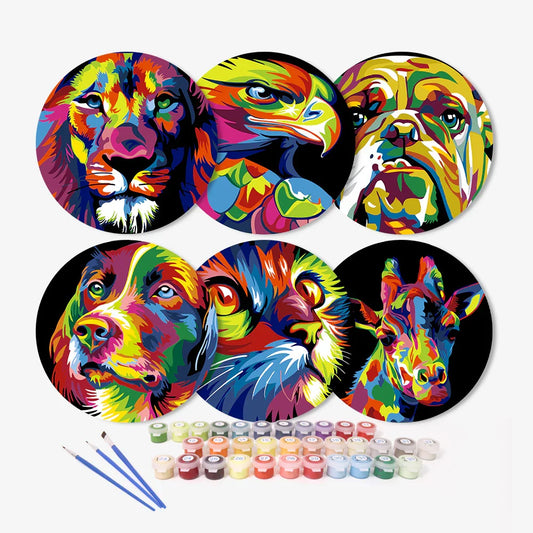 Paint by Numbers Placemats 6 Pieces - Vibrant Animal Free Shipping - Paintarthub