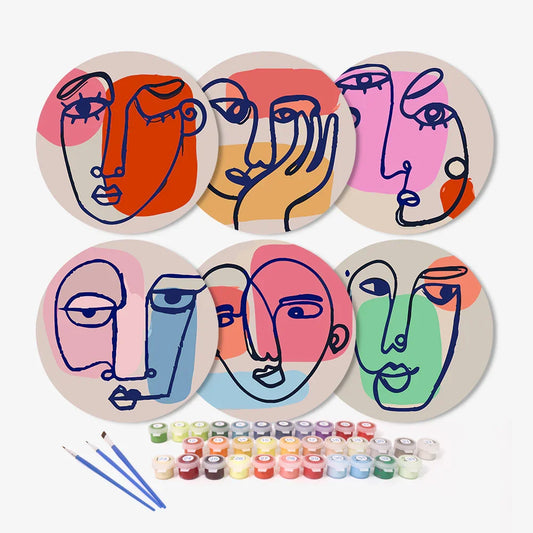 Paint by Numbers Placemats 6 Pieces - Abstract Face Free Shipping - Paintarthub