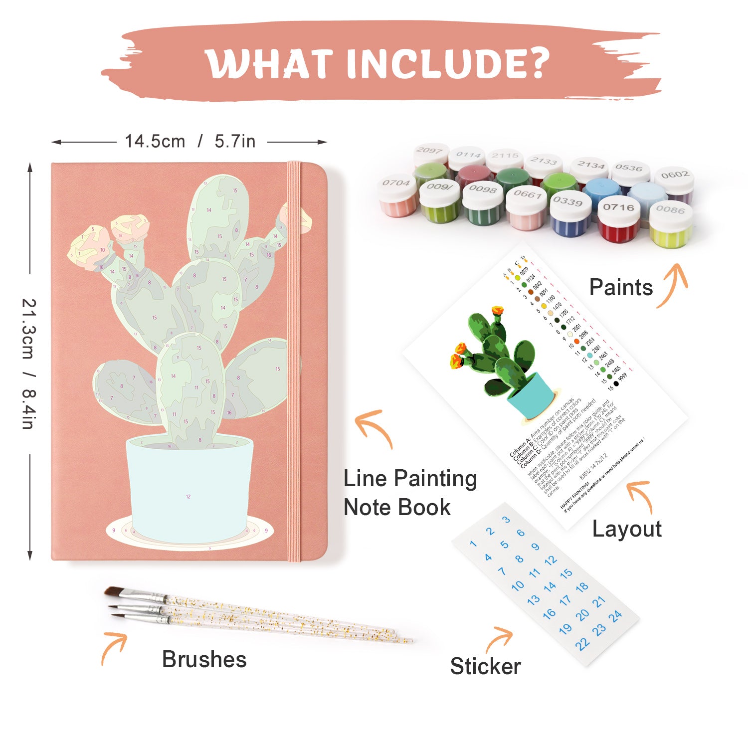 Plant Paint by Numbers Notebook - Flowering Cactus Free Shipping - Paintarthub