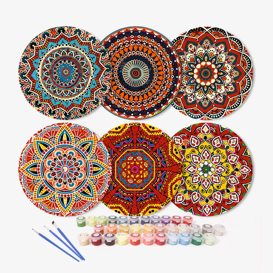 Paint by Numbers Placemats 6 Pieces - Mandala Pattern Free Shipping - Paintarthub