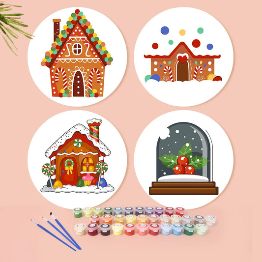 Paint by Numbers Placemats 4 Pieces - Gingerbread Houses Free Shipping - Paintarthub