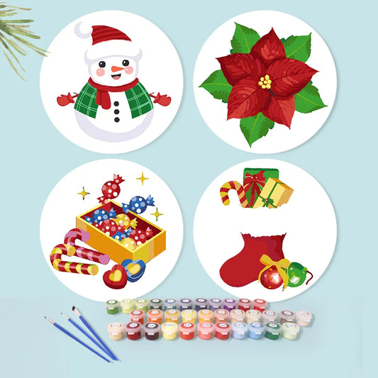 Paint by Numbers Placemats 4 Pieces - Christmas Icons Free Shipping - Paintarthub