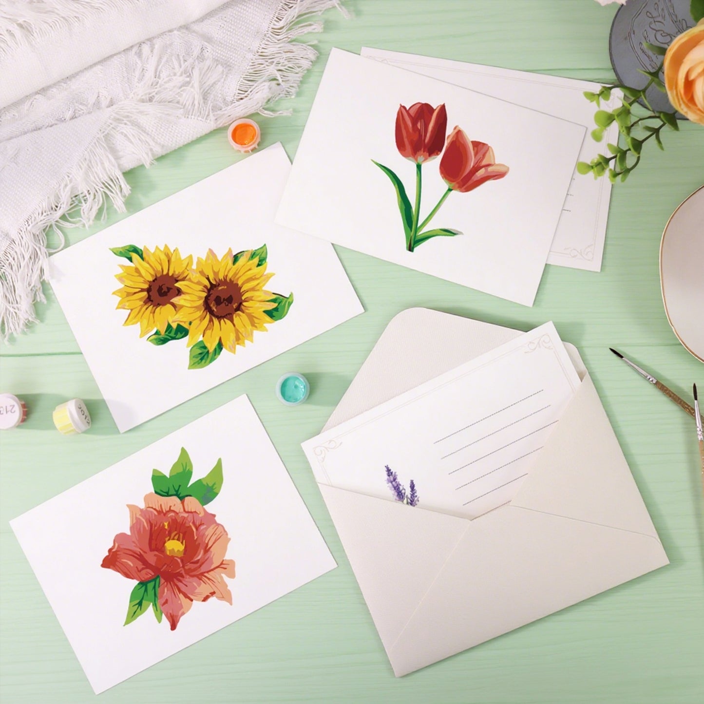 Floral Paint by Numbers Postcard Kit – Set of 5 Cards