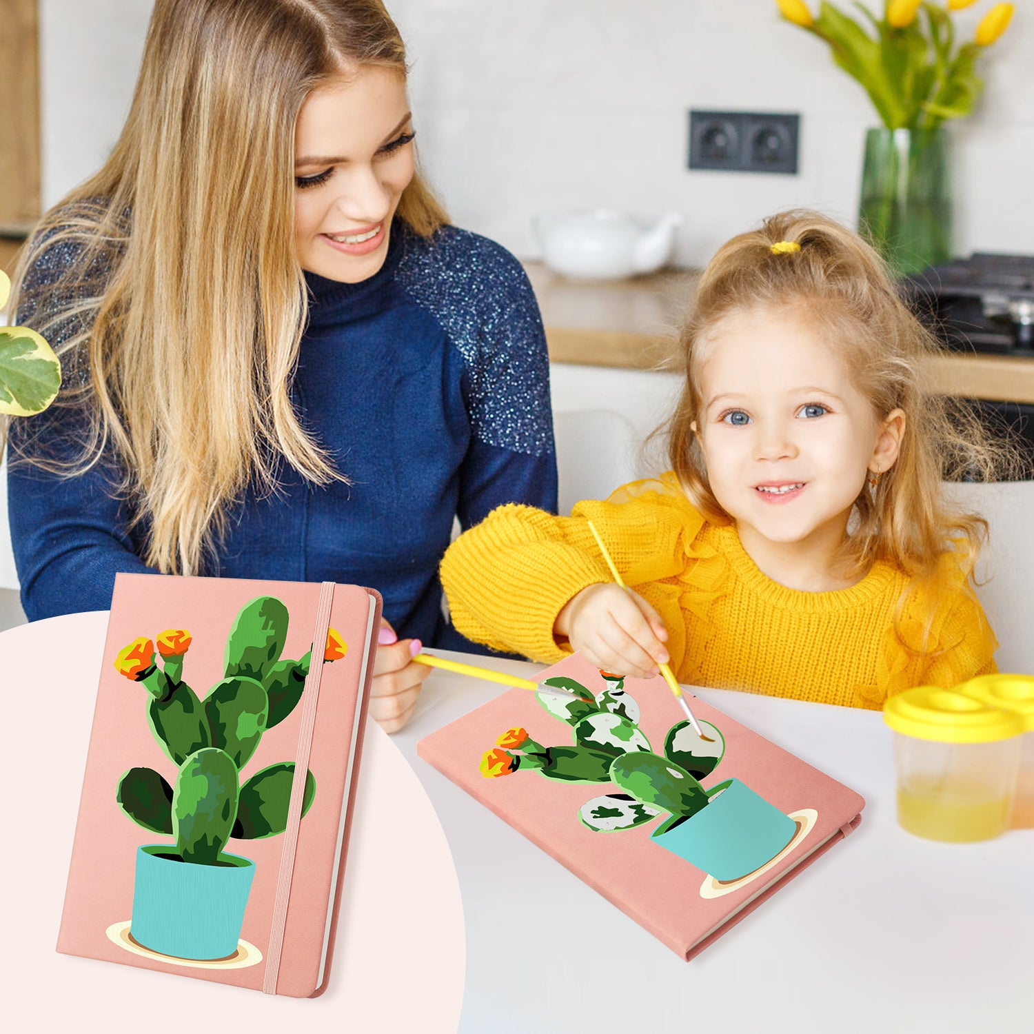 Plant Paint by Numbers Notebook - Flowering Cactus Free Shipping - Paintarthub