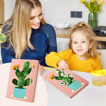 Plant Paint by Numbers Notebook - Flowering Cactus Free Shipping - Paintarthub