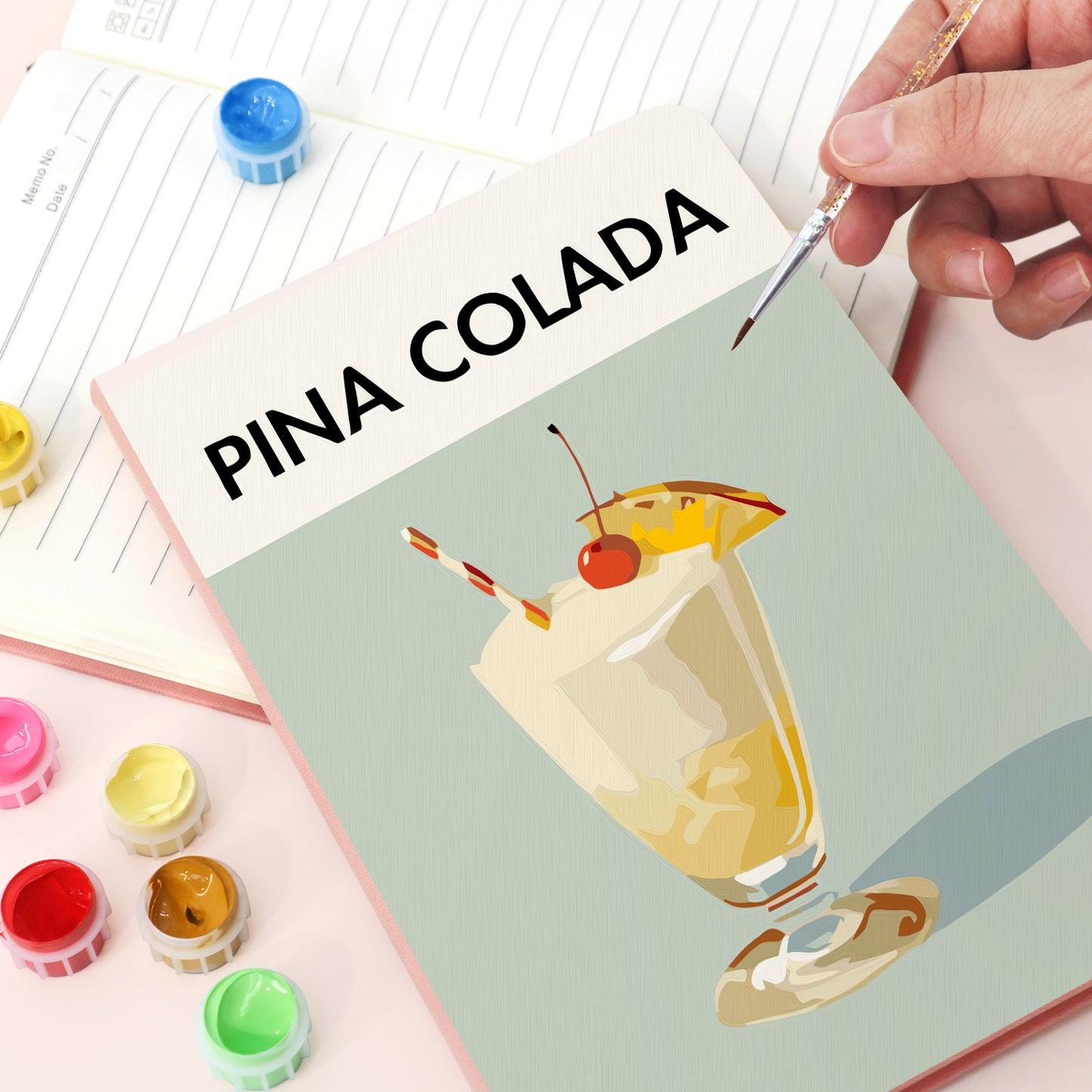 Cocktail Paint by Numbers Notebook - Pina Colada Free Shipping - Paintarthub
