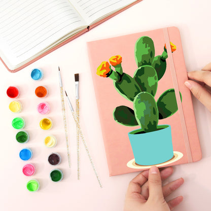 Plant Paint by Numbers Notebook - Flowering Cactus Free Shipping - Paintarthub