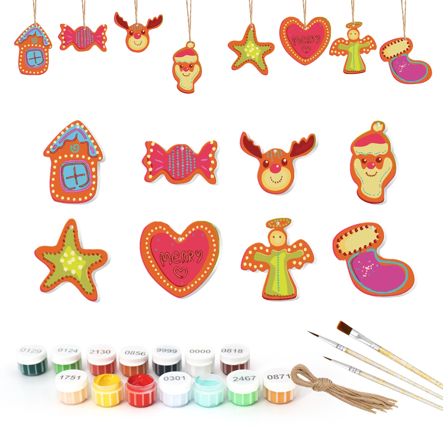 Colorful Christmas Ornaments Paint by Numbers Kit (8pcs) Free Shipping - Paintarthub