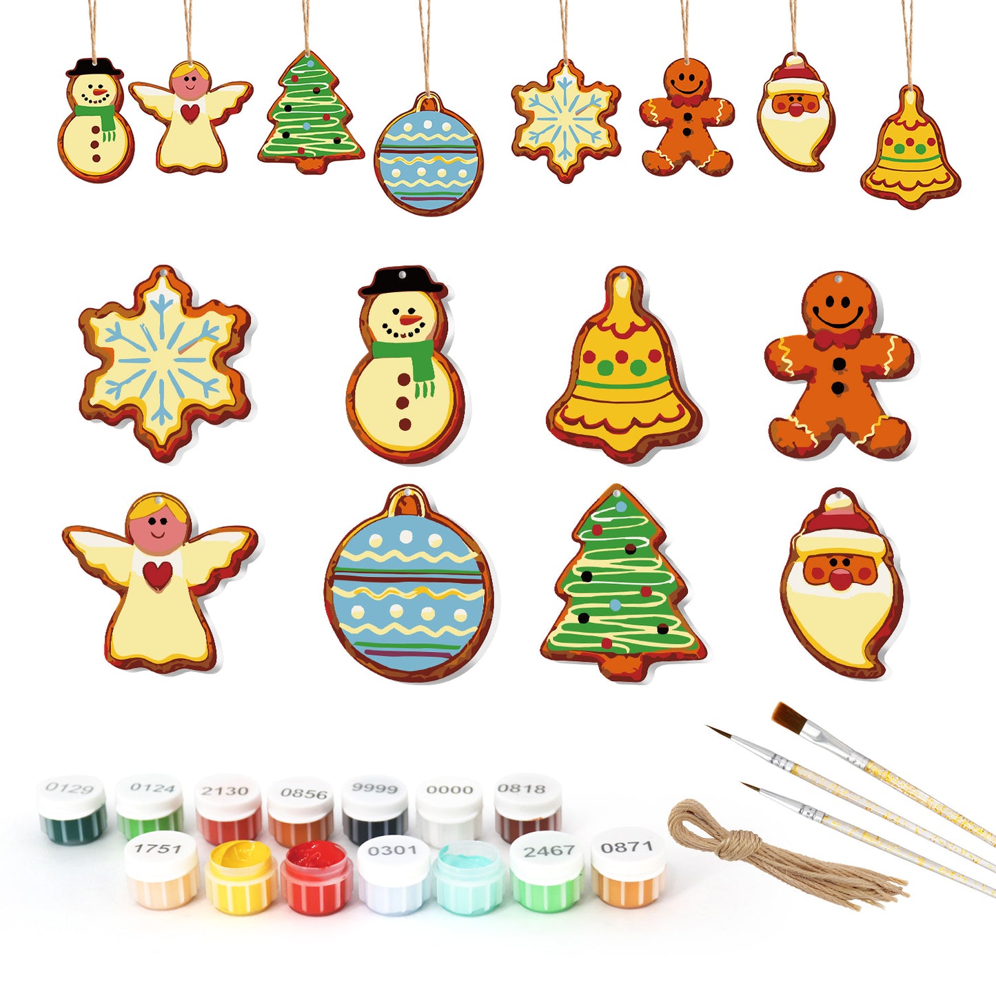 Snowy Wonderland – Christmas Ornament Paint by Numbers Kit (8pcs) Free Shipping - Paintarthub