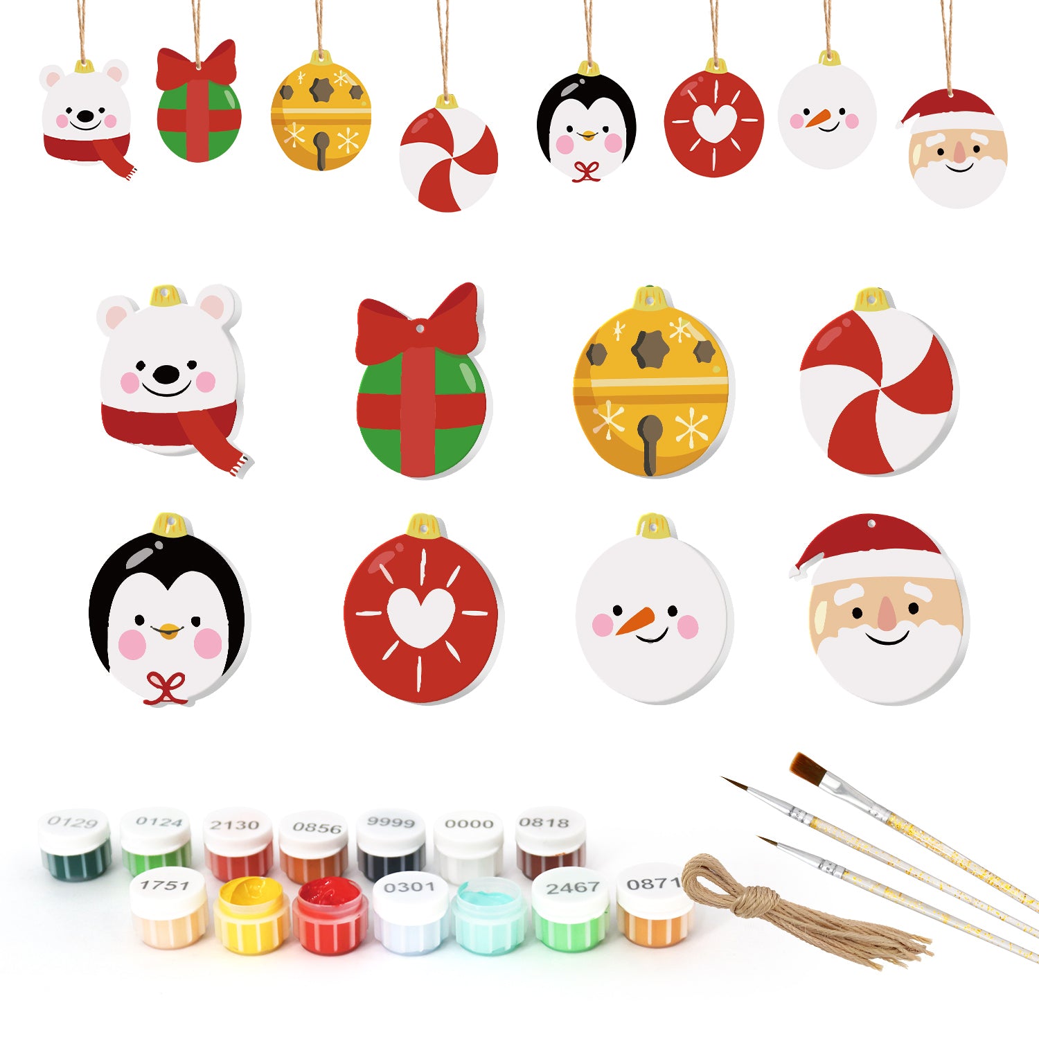 Christmas Animal Ornaments Paint by Numbers Kit (8pcs) Free Shipping - Paintarthub