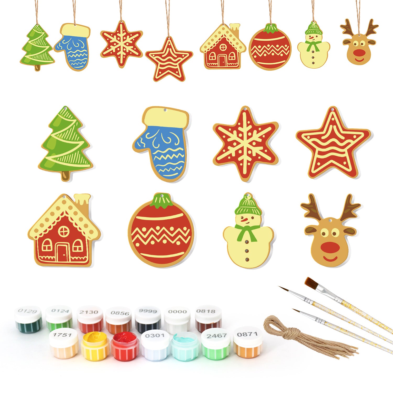Bright Holiday Cheer – Christmas Ornament Paint by Numbers Kit (8pcs) Free Shipping - Paintarthub