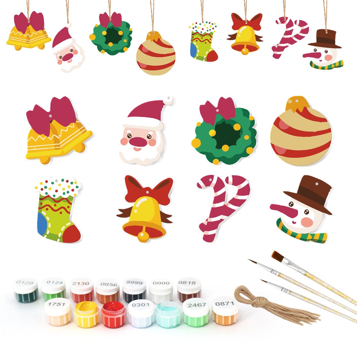 Jingle Bell Christmas Ornament Paint by Numbers Kit (8pcs) Free Shipping - Paintarthub