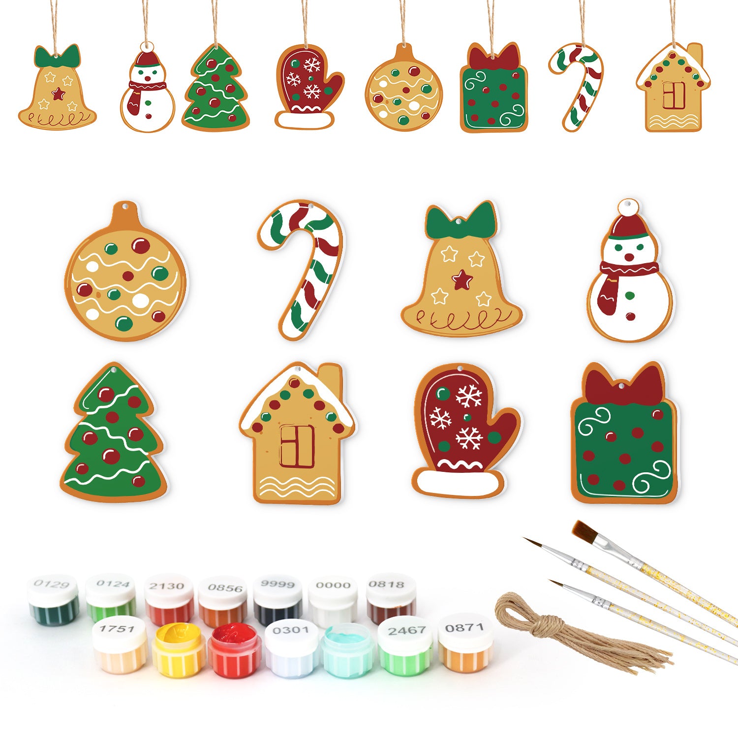 Sunny Holiday Cheer – Festive Ornament Paint by Numbers Kit (8pcs) Free Shipping - Paintarthub