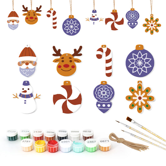 Nordic Christmas Ornaments Paint by Numbers Kit (8pcs) Free Shipping - Paintarthub