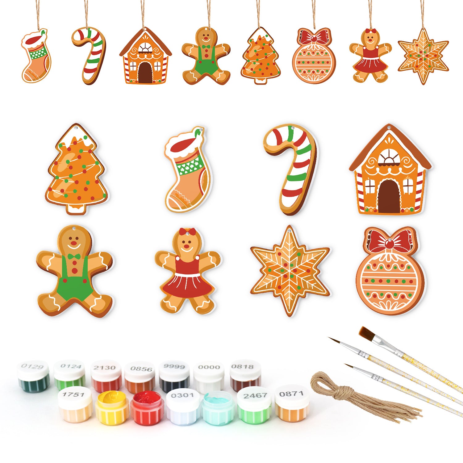 Gingerbread Village – Christmas Ornament Paint by Numbers Kit (8pcs) Free Shipping - Paintarthub