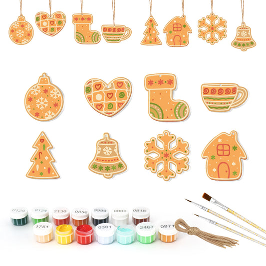Gingerbread House Ornaments Paint by Numbers Kit (8pcs) Free Shipping - Paintarthub