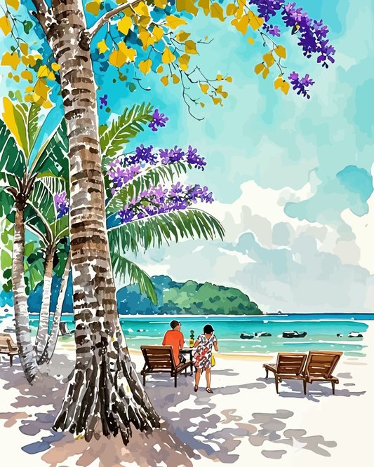 Mediterranean Coastal Paint by Numbers for Adults by Paintarthub