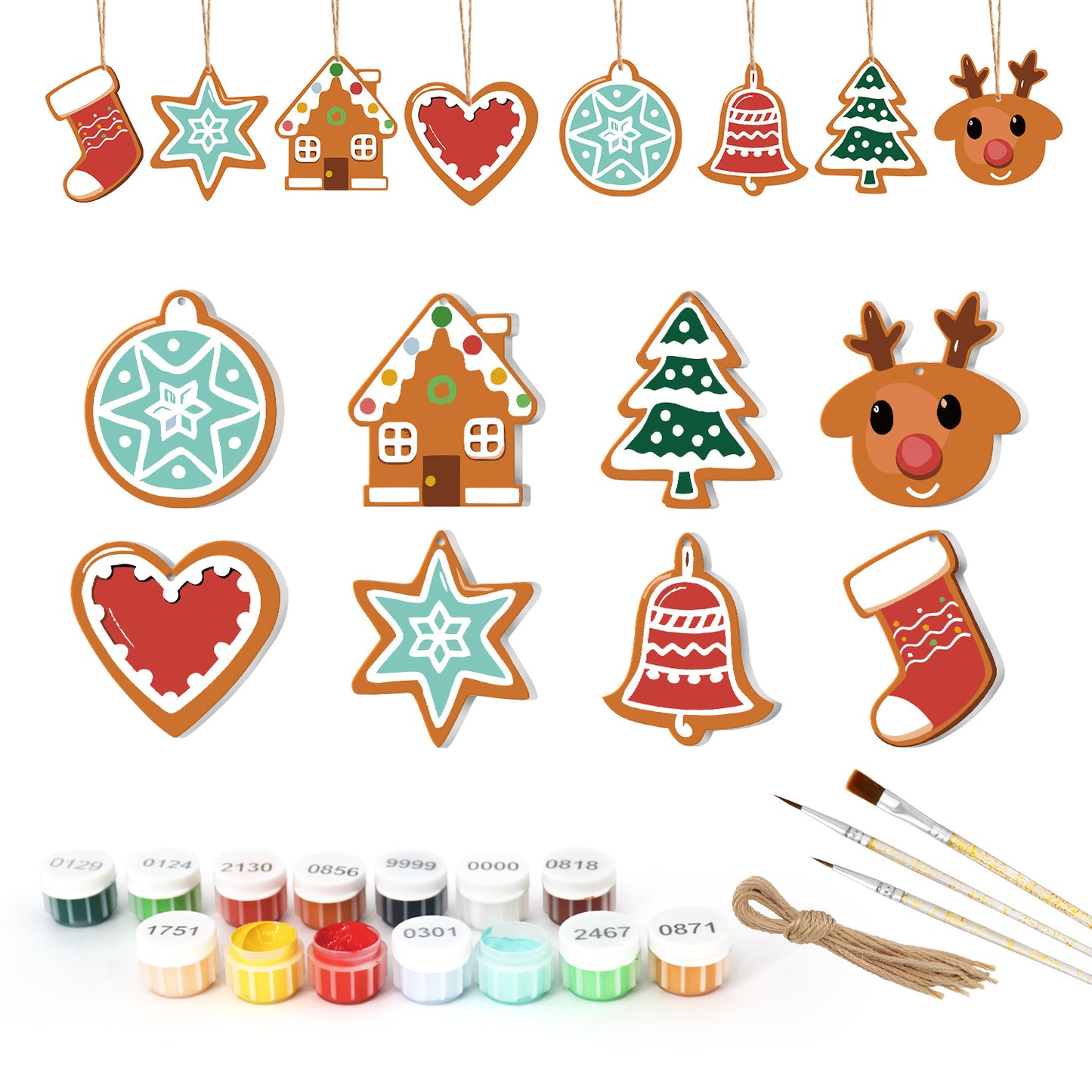 Pastel Holiday Charm – Christmas Ornament Paint by Numbers Kit (8pcs) Free Shipping - Paintarthub