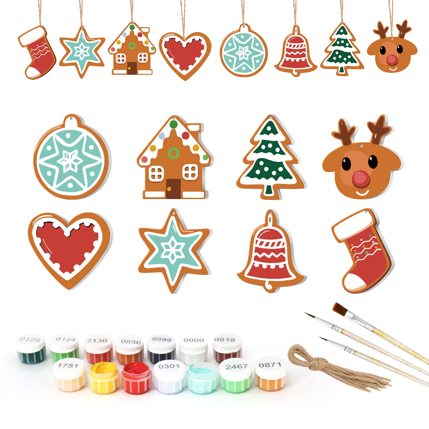 Pastel Holiday Charm – Christmas Ornament Paint by Numbers Kit (8pcs) Free Shipping - Paintarthub