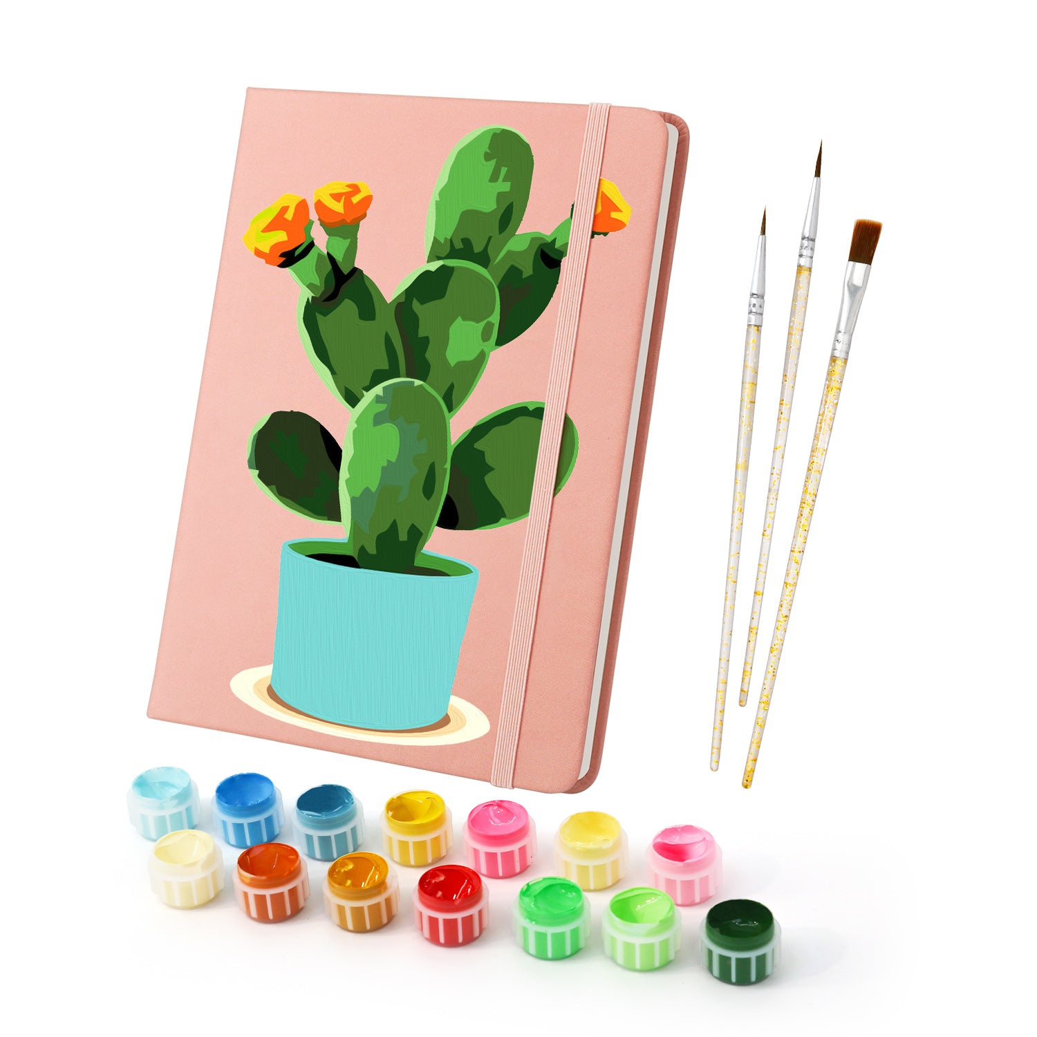 Plant Paint by Numbers Notebook - Flowering Cactus Free Shipping - Paintarthub