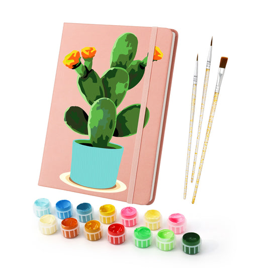 Plant Paint by Numbers Notebook - Flowering Cactus Free Shipping - Paintarthub