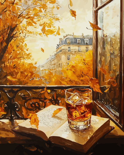 Paris Balcony Autumn Paint by Numbers for Adults by Paintarthub