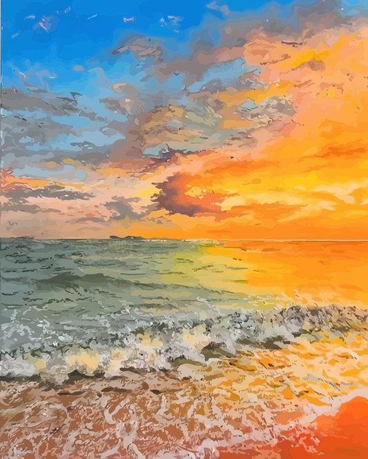Sunset Beach Paint by Numbers for Adults by Paintarthub
