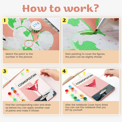 Cocktail Paint by Numbers Notebook - Cosmopolitan Free Shipping - Paintarthub